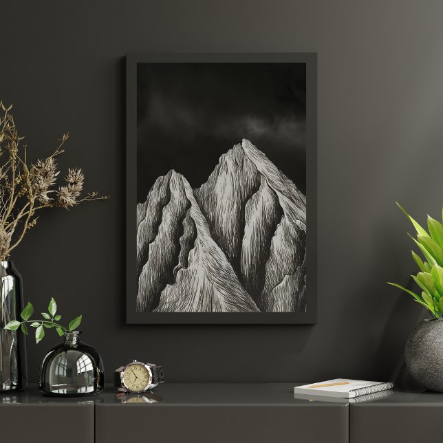 Minimalistische Kunst der Berglinie Poster (Von Creator hochgeladen)