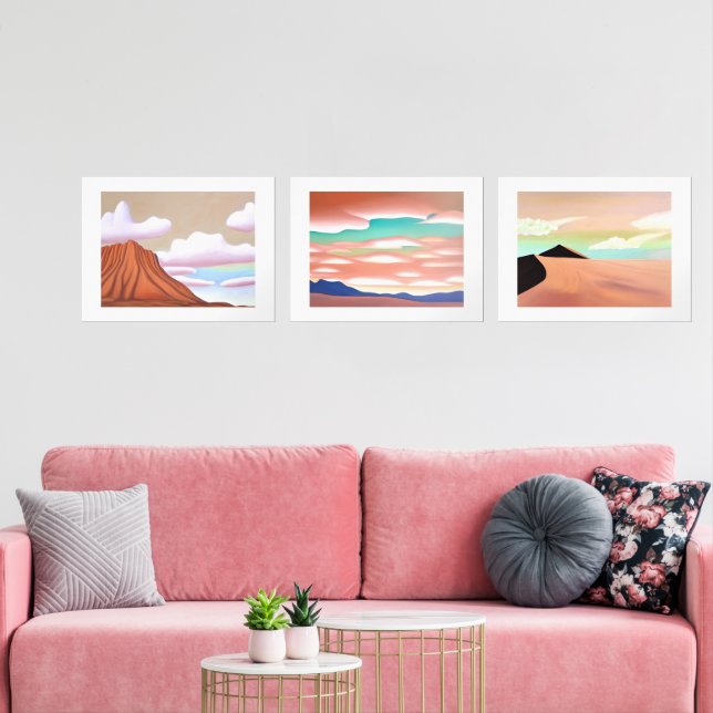Minimalistische Kunst im Südwesten der Wüste Bilderwand Sets (Wohnzimmer)