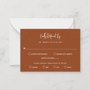 Minimalistische Kupfer Moderne Mini-Hochzeits-RSVP Mitteilungskarte