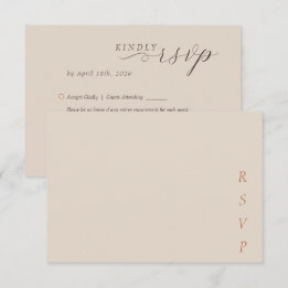 Minimalistische Kupfer-Wüsten-Kokos-Schrift Hochze RSVP Karte