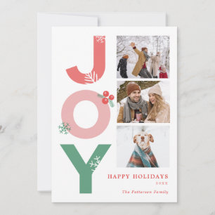 Minimalistische kursive Schrift Freude Foto Collag Feiertagskarte
