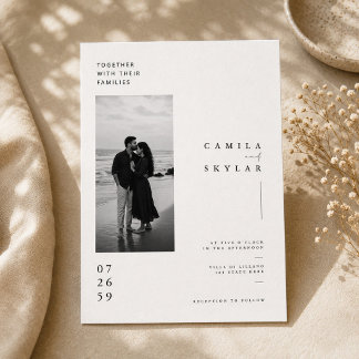 Minimalistische Küsten-Hochzeitseinladungsvorlage. Einladung