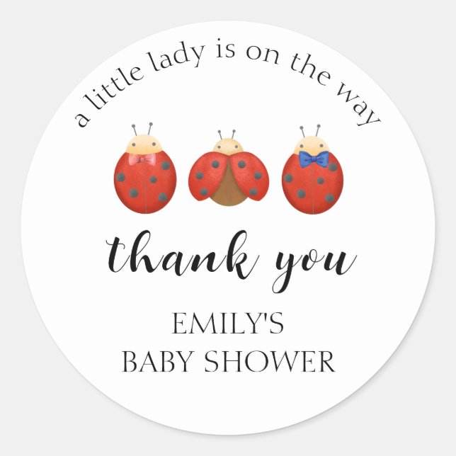 Minimalistische Ladybug Familie Danke Kinderdusche Runder Aufkleber (Vorderseite)