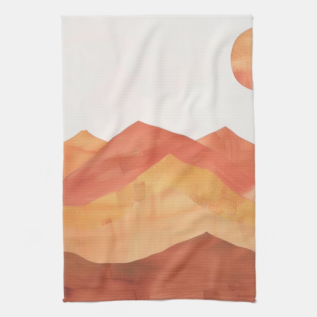 Minimalistische Landschaft des Abstrakten Boho Geschirrtuch (Vertikal)