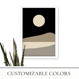 Minimalistische Landschaft Schwarz und Beige Kunst Poster