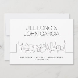 Minimalistische Las Vegas Skyline Hochzeit Speiche Einladung