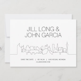 Minimalistische Las Vegas Skyline Hochzeit Speiche Einladung
