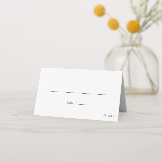 Minimalistische Lässige Handschrift Wahlessen Hoch Platzkarte (Vorderseite)