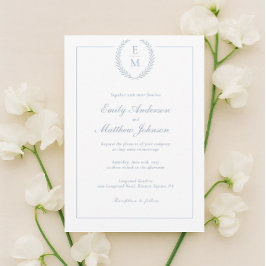 Minimalistische Laurel-Monogramm-Hochzeitseinladun Einladung