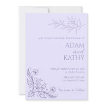 Minimalistische Lavendel-Blumen-Hochzeitseinladung