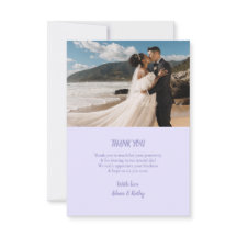 Minimalistische Lavendel-Hochzeit-Dankeskarten mit