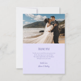 Minimalistische Lavendel-Hochzeit-Dankeskarten mit Dankeskarte