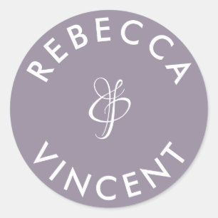Minimalistische Lavendel-Hochzeit Personalisierte  Runder Aufkleber