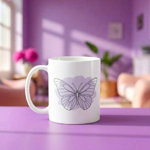 Minimalistische Lavendel-Schmetterling-Aquarell-Ta Kaffeetasse