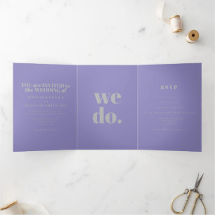 Minimalistische Lavendel-Silber-Hochzeit Dreifach Gefaltete Karte