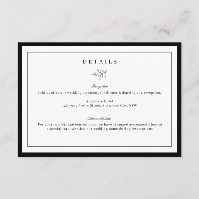 Minimalistische Leaf-Hochzeitskarte Begleitkarte (Vorderseite)