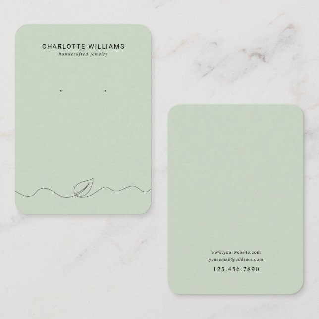 Minimalistische Leaf Line Art Jewelcard Visitenkarte (Vorne/Hinten)