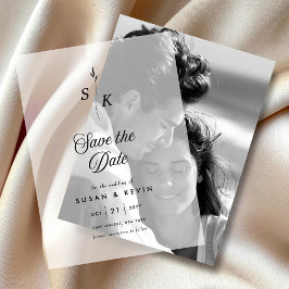 Minimalistische Leaf Monogram Wedding Save the Dat