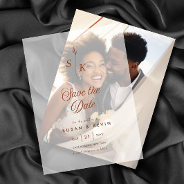 Minimalistische Leaf Monogram Wedding Save the Dat