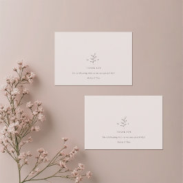 Minimalistische Leaf Pink Black Wedding Danke Kart Einladung