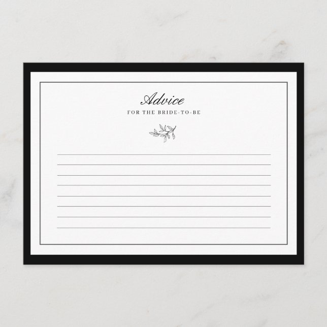 Minimalistische Leaf Wedding Bride Advice Card Begleitkarte (Vorderseite)