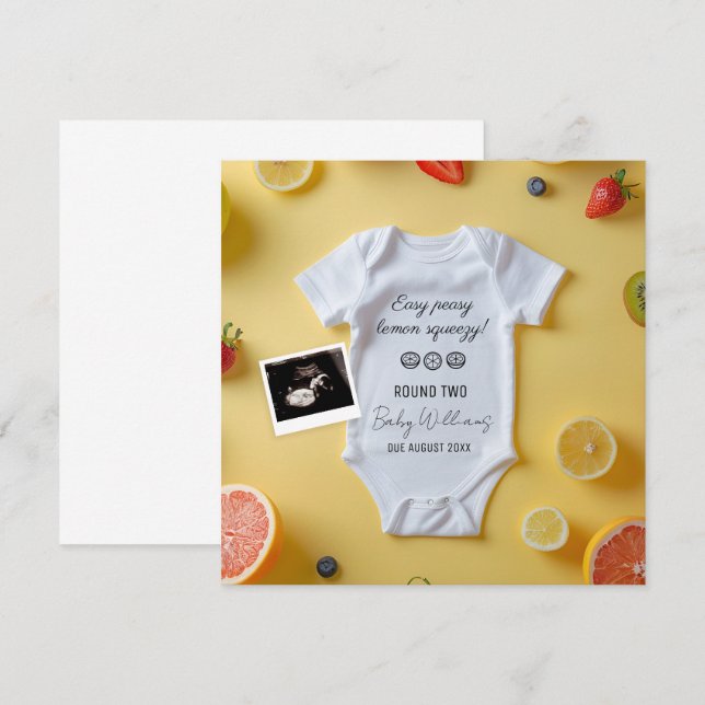 Minimalistische Lemmon 2. Babyankündigung Einladung (Vorne/Hinten)