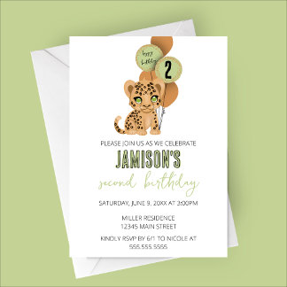 Minimalistische Leopard Geburtstagsparty Einladung