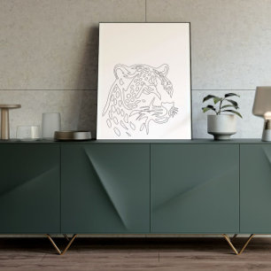 Minimalistische Leopard-Linienkunst-Wanddekoration Poster