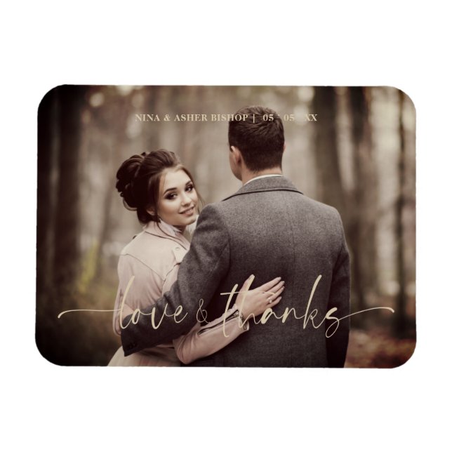 Minimalistische Liebe & Dank Whimsical Script Hoch Magnet (Horizontal)