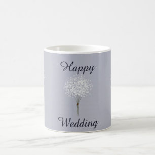 Minimalistische Liebe Happy Wedding Blume Bouquet Kaffeetasse