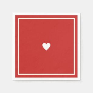 Minimalistische Liebe Herz auf Roter Hochzeit Serviette