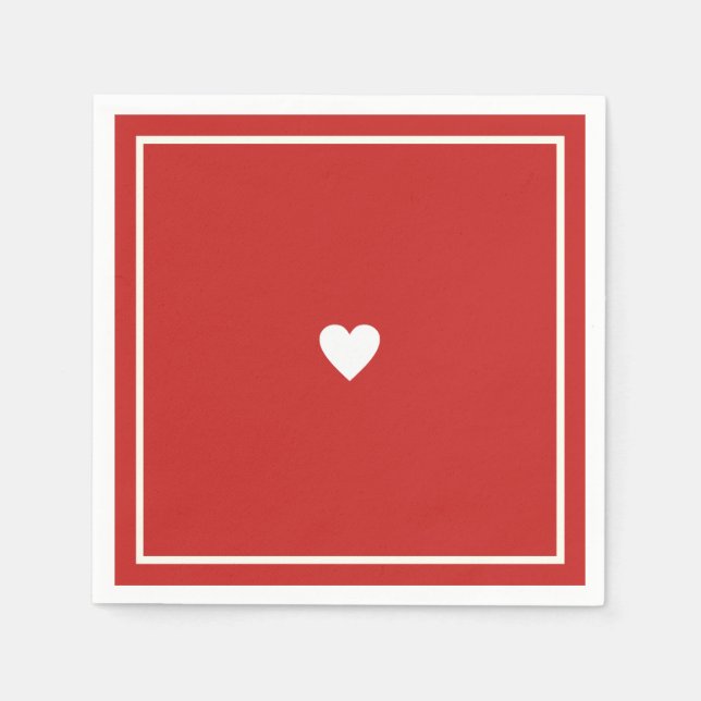 Minimalistische Liebe Herz auf Roter Hochzeit Serviette (Vorderseite)