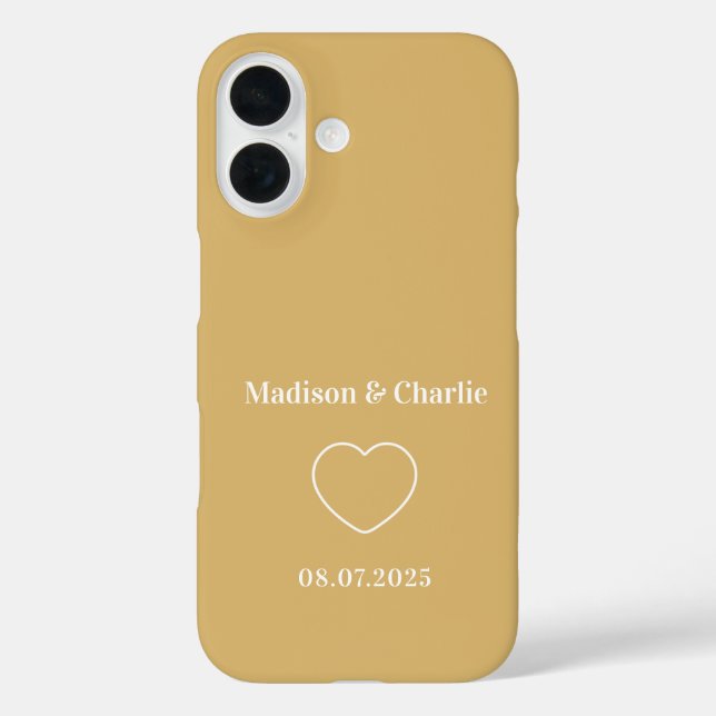 Minimalistische Liebe Hochzeitstag iPhone 16 Hülle (Rückseite)