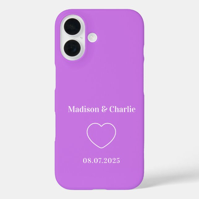 Minimalistische Liebe Hochzeitstag iPhone 16 Hülle (Rückseite)