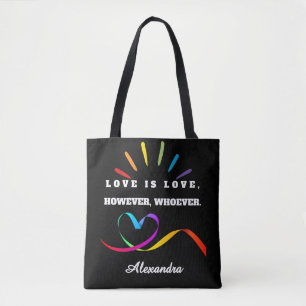 Minimalistische Liebe ist Liebe Personalisierter N Tasche