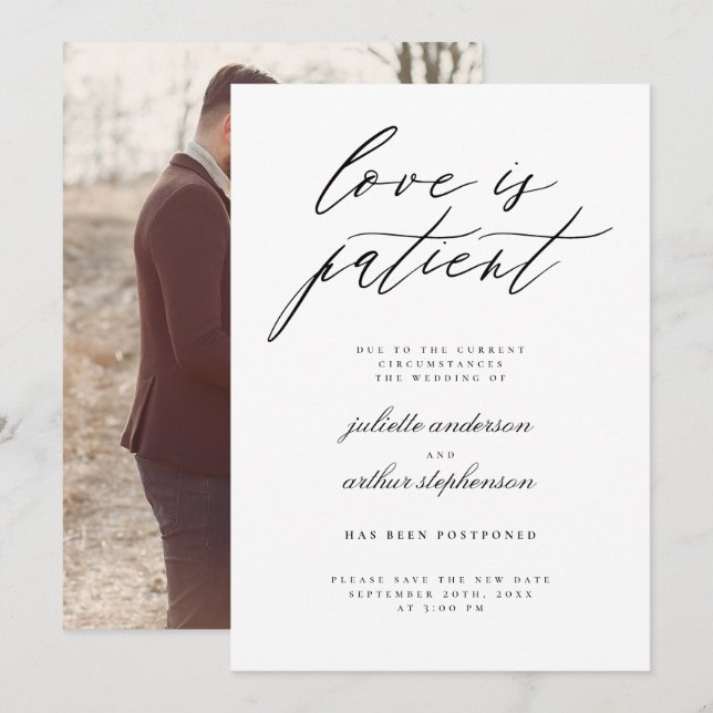 Minimalistische Liebe ist Patientenhochzeit Einladung (Vorne/Hinten)