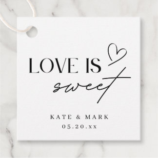 Minimalistische 'Liebe ist süß' Hochzeitsgunst Geschenkanhänger