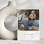 Minimalistische Liebe Light Hanukkah Script 4 Foto Feiertagskarte<br><div class="desc">Minimalistische Liebe Light Hanukkah Script 4 Foto Grid Holiday Card mit Skriptkalligrafie Typografie</div>
