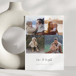 Minimalistische Liebe Light Hanukkah Script 4 Foto Feiertagskarte<br><div class="desc">Minimalistische Liebe Light Hanukkah Script 4 Foto Grid Holiday Card mit Skriptkalligrafie Typografie</div>