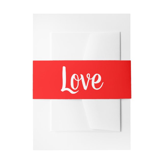 Minimalistische Liebe Rote Weiße Hochzeit Elegant  Einladungsbanderole (Vorderseite Beispiel)