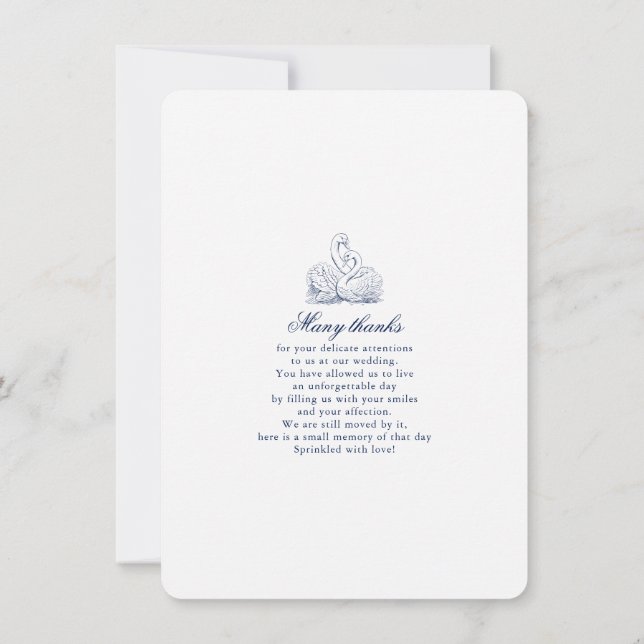 Minimalistische Liebe Swans Hochzeit Dankeskarte (Rückseite)