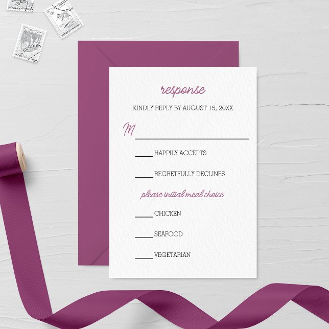 Minimalistische Lila Aster Wedding RSVP Card (Von Creator hochgeladen)