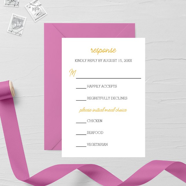 Minimalistische Lila Aster Wedding RSVP Card (Von Creator hochgeladen)