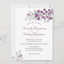 Minimalistische Lila Berry Leaf Einladung zur Hoch