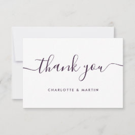 Minimalistische Lila Hochzeit Dankeskarte