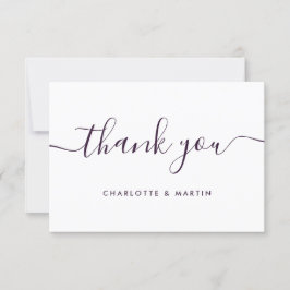 Minimalistische Lila Hochzeit Dankeskarte