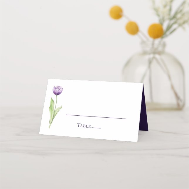 Minimalistische Lila Hochzeitsempfehlung Platzkarte (Vorderseite)