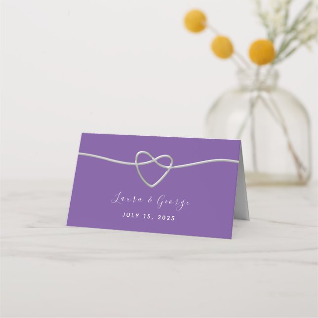 Minimalistische Lila HochzeitsPlatzkarte Platzkarte (Rückseite)