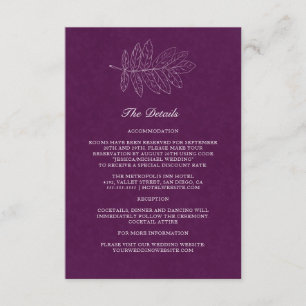 Minimalistische Lila moderne botanische Hochzeitde Begleitkarte