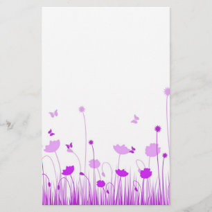 Minimalistische Lila und weiße Pflaumen Wiesenblum Briefpapier